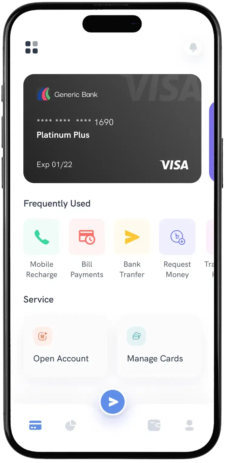 A banking app screen replicated inside WireVisor